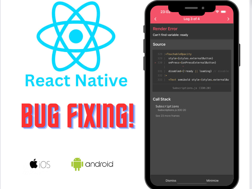 React Native mobil ilovadagi xatoliklarni to'g'irlab berish